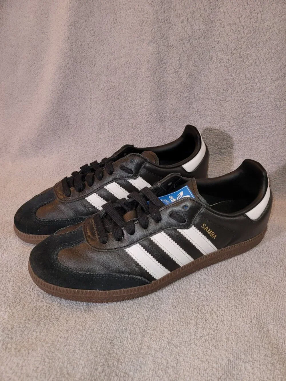 Adidas Samba OG Mens Size 7.5 Black White Brown Gum Sole Sneakers B75807 (#2493)